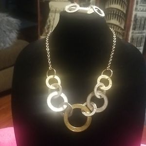 Gold and Silver necklace and earring set